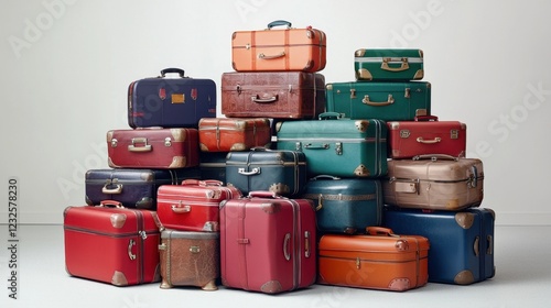 Wallpaper Mural Vintage Travel Luggage Collection Stacked in Stylish Arrangement Torontodigital.ca