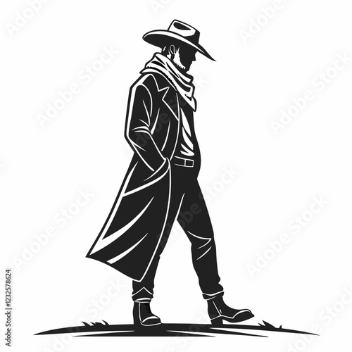 cow boy vector silhouette black design white background