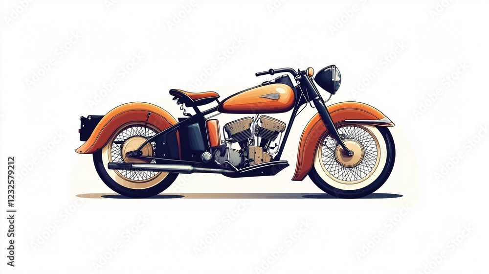 Obraz premium Vintage Classic Motorcycle Icon for Retro Designs in Flat Vector Style