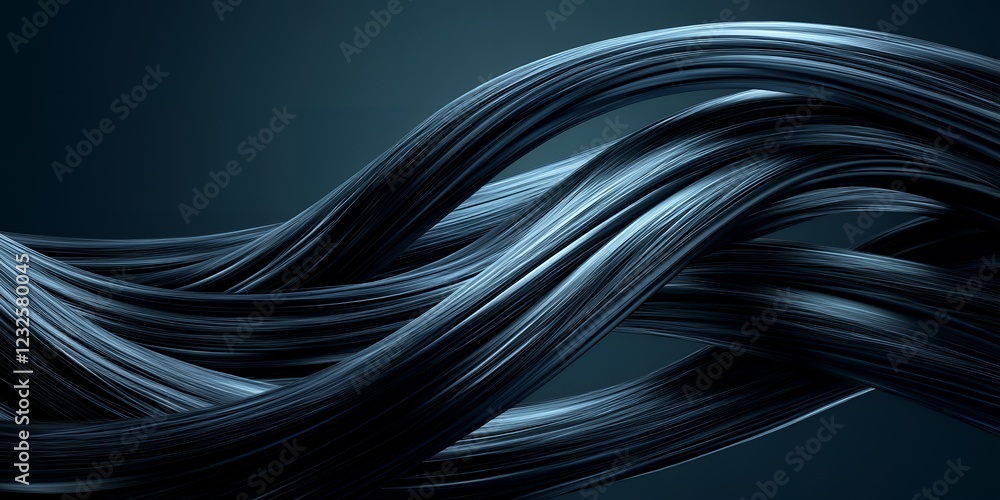 Naklejka premium Abstract Dark Blue Swirling Flowing Lines Elegant Dynamic Background Texture