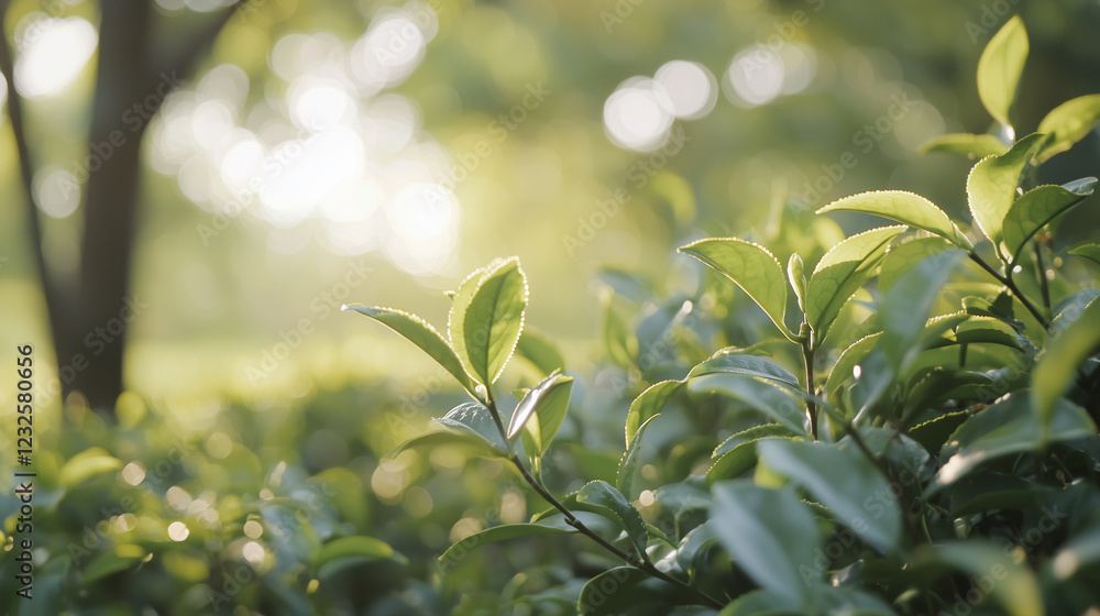 Obraz premium Tea Leaf Harvesting in Asian Plantation During Spring Season