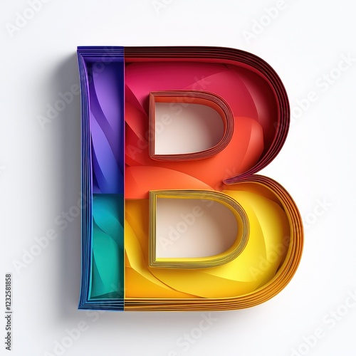 Vibrant Rainbow Paper Quilling Letter B Alphabet Art Craft Design