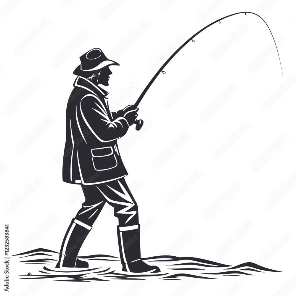 fisher vector silhouette black design white background fisher vector silhouette black design white background