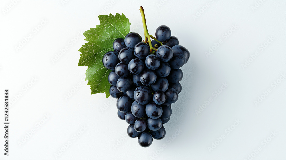 Fototapeta premium Fresh ripe black grapes isolated on white background