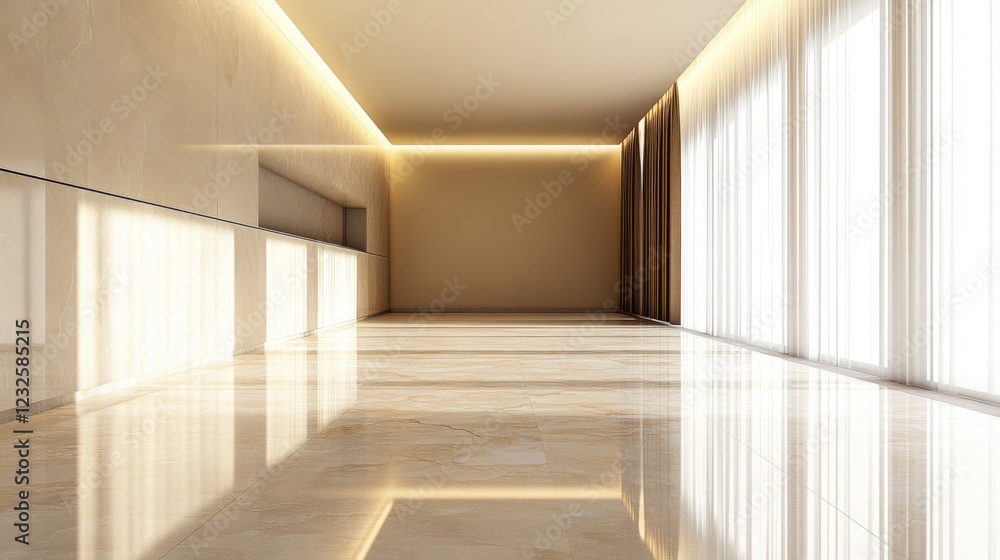 Fototapeta premium Spacious Modern Hall with Marble Floor and Natural Light