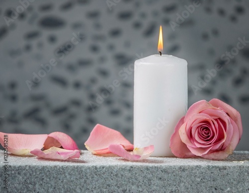 mockup packaging vela flora, vela con fragancia a flores para decoración del hogar, vela con fondo desenfocado, vela blanca con etiqueta insertar texto