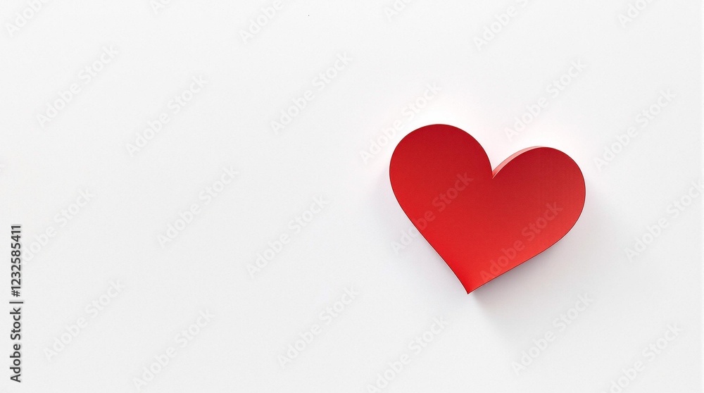 red paper heart-shaped flower on minimalist valentine's day card red paper heart-shaped flower on minimalist valentine's day card