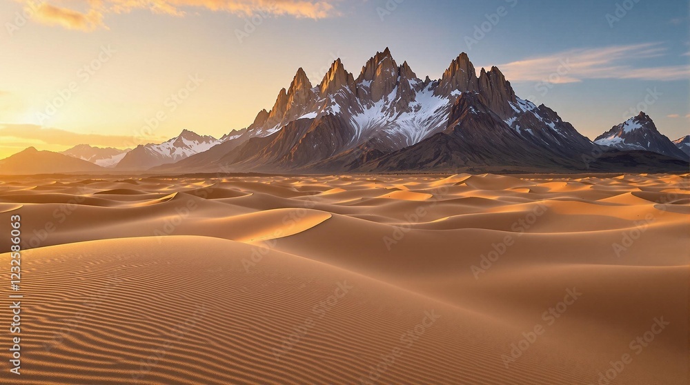 stunning sand dunes at sunset with rugged mountain backdrop stunning sand dunes at sunset with rugged mountain backdrop