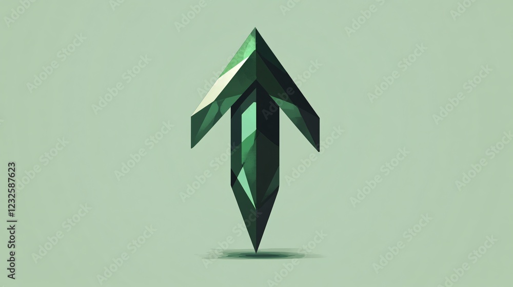 Vibrant Green Arrow Down Geometric Figures Painted Style Stock Photo Vibrant Green Arrow Down Geometric Figures Painted Style Stock Photo