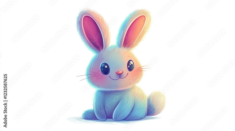 Cute bunny rabbit sitting, white background, pastel colors, illustration for children's book Cute bunny rabbit sitting, white background, pastel colors, illustration for children's book