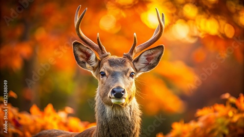 Majestic Deer in Vibrant Autumnal Setting - Candid Wildlife Photography photo