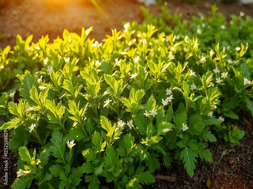 an image of a close up of a plant with white flowers. photo