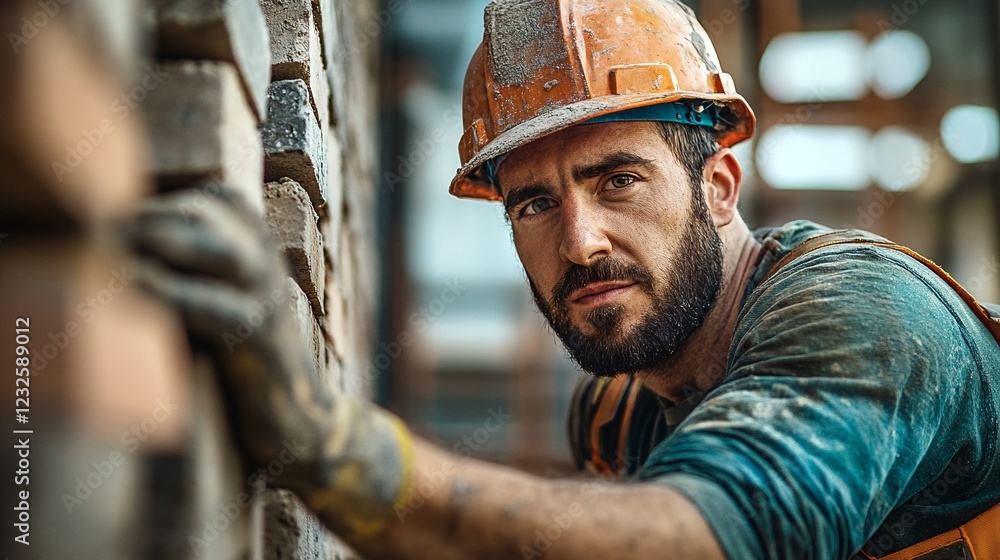 A man working on a construction site. A man working on a construction site.