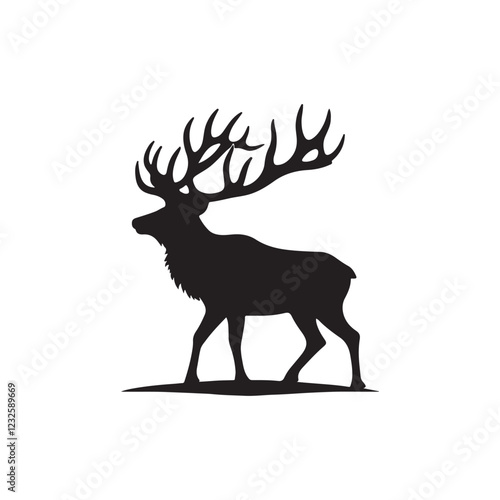 majestic elk silhouette vector logo design