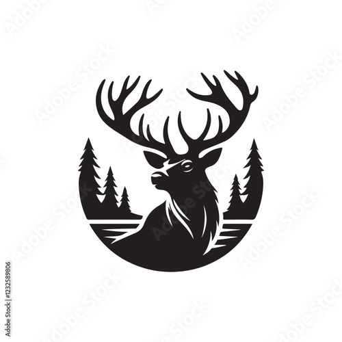 majestic elk silhouette vector logo design