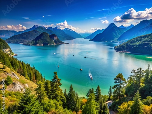 Majestic Howe Sound View from Porteau Cove Provincial Park, British Columbia, Canada photo