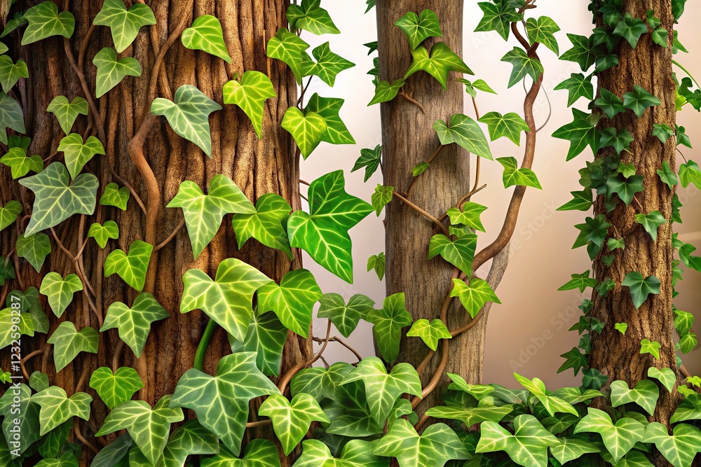 High-detail jungle scene: Ivy, vines, and forest floor, sharp. High-detail jungle scene: Ivy, vines, and forest floor, sharp.