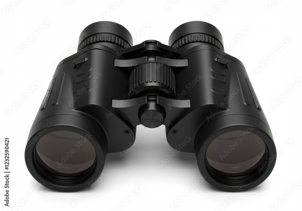 Black binoculars on white background Black binoculars on white background