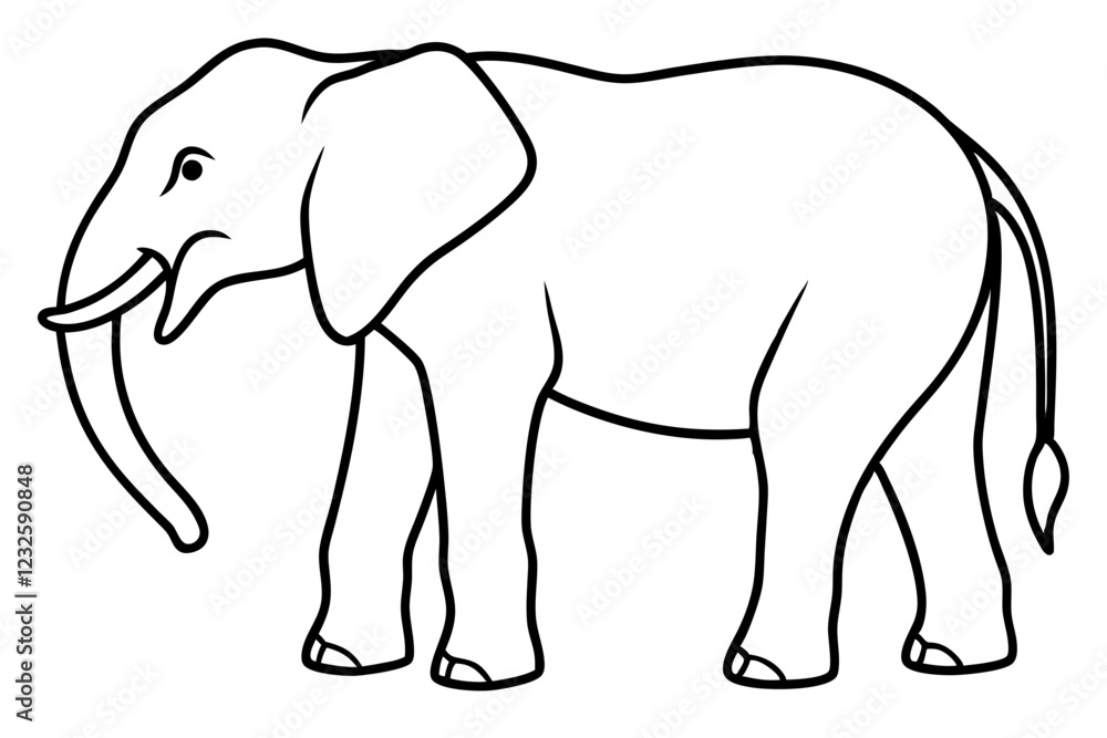 Sleek Elephant Outline Vector Illustration Sleek Elephant Outline Vector Illustration