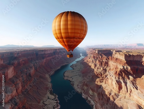 A stunning hot air balloon over a majestic canyon landscape.