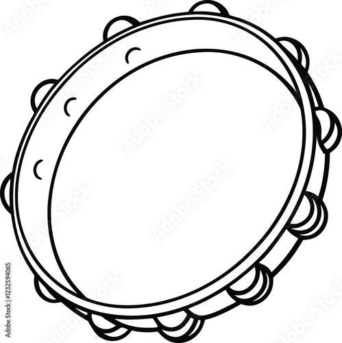 Coloring page Tambourine line art illustration 