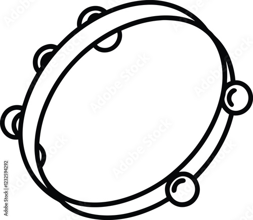 Coloring page Tambourine line art illustration 