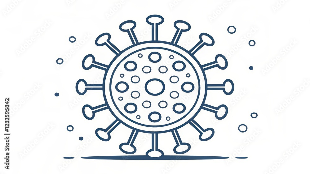 A Simple Line Art Depiction of a Virus Particle Showing its Structure A Simple Line Art Depiction of a Virus Particle Showing its Structure