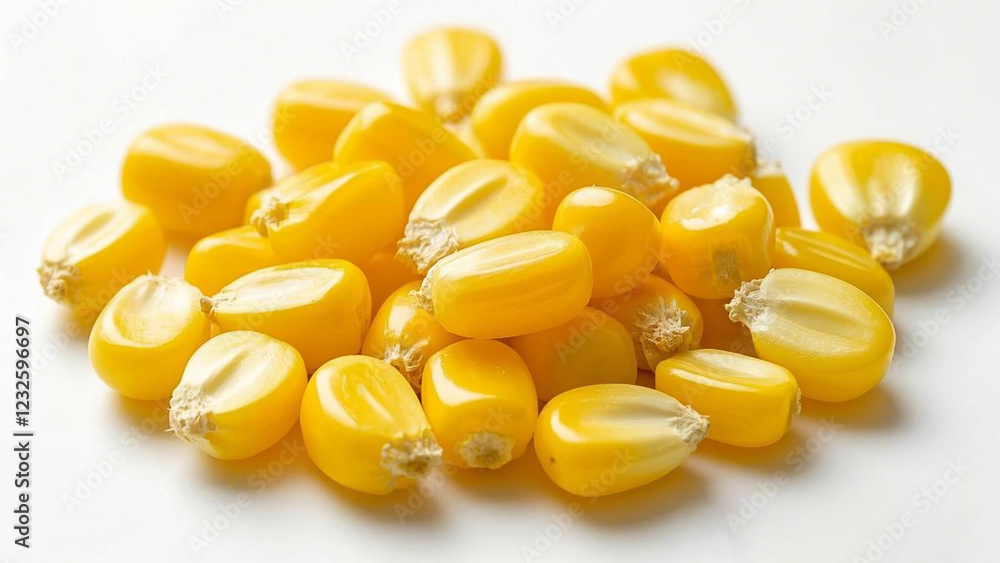 pile of corn kernels, Flying corn seeds cut out and white background pile of corn kernels, Flying corn seeds cut out and white background
