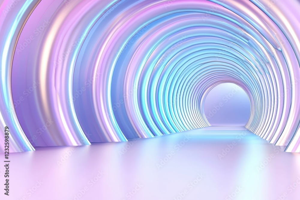 Fototapeta premium Vibrant neon tunnel with soft glowing lights.