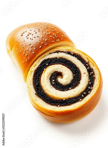 an image of a roll with sesame seeds and sesame seeds. photo