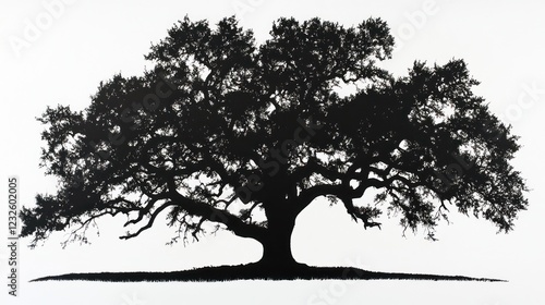 Wallpaper Mural Majestic oak tree silhouette, nature background, park setting, graphic design Torontodigital.ca