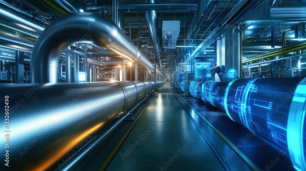 Industrial Pipe System in a High-Tech Manufacturing Facility Featuring Advanced Technology and Bright Illuminations for Optimal Efficiency and Performance Industrial Pipe System in a High-Tech Manufacturing Facility Featuring Advanced Technology and Bright Illuminations for Optimal Efficiency and Performance
