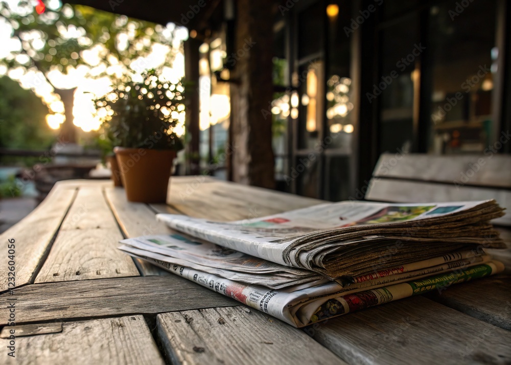 Stacked papers, antique feel, candid table scene.