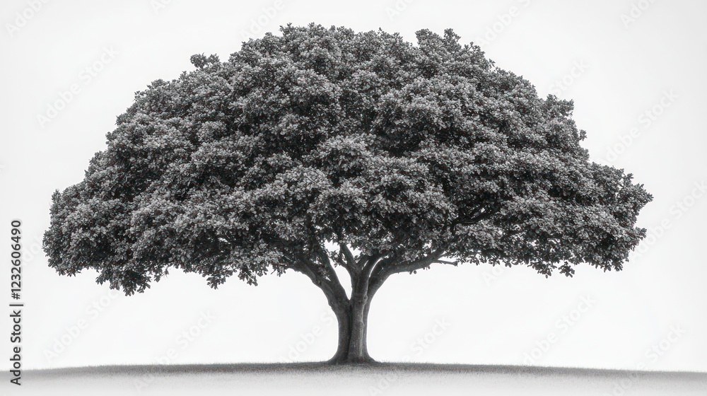 Fototapeta premium Solitary tree, grey sky background, nature, peaceful, environment, stock photo