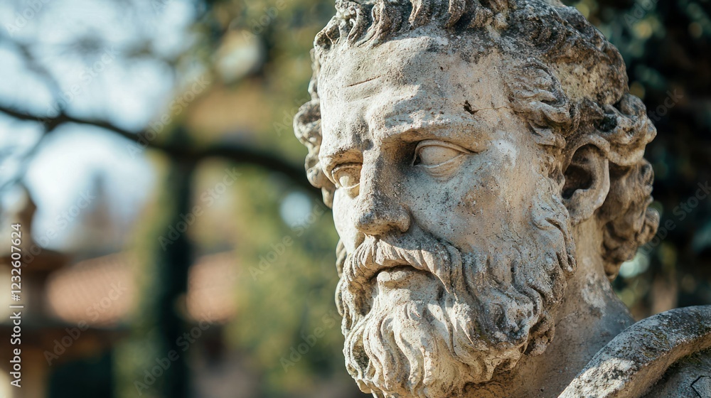 A weathered stone statue in an ancient city park, with eroded details from centuries of exposure to the elements. A weathered stone statue in an ancient city park, with eroded details from centuries of exposure to the elements.