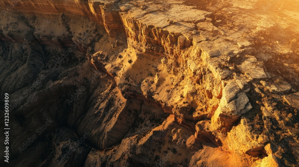 Grand Canyon aerial panorama with shadows creating depth during golden hour Grand Canyon aerial panorama with shadows creating depth during golden hour