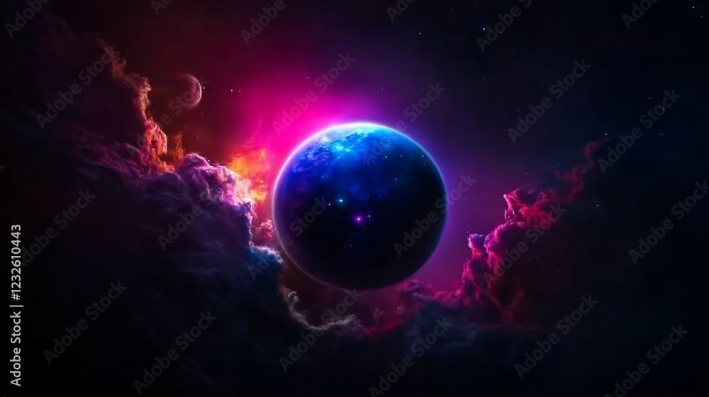 Mystical Blue Planet in a Cosmic Nebula Mystical Blue Planet in a Cosmic Nebula