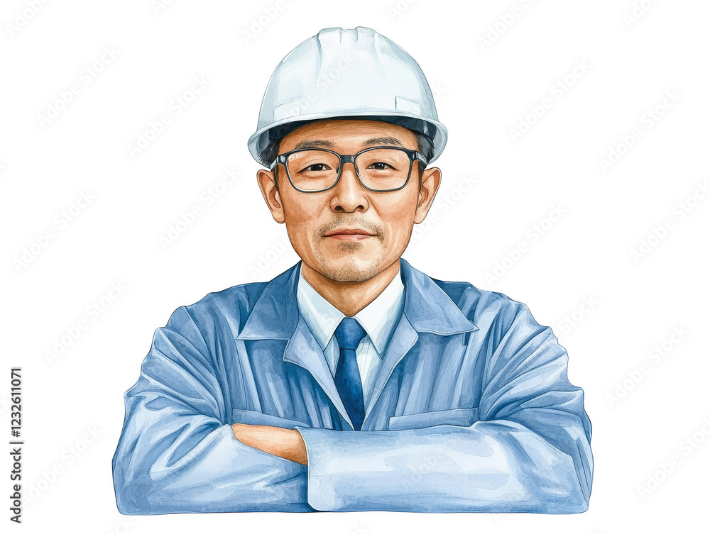 Focused construction worker wearing safety glasses and hard hat on job site man Focused construction worker wearing safety glasses and hard hat on job site man