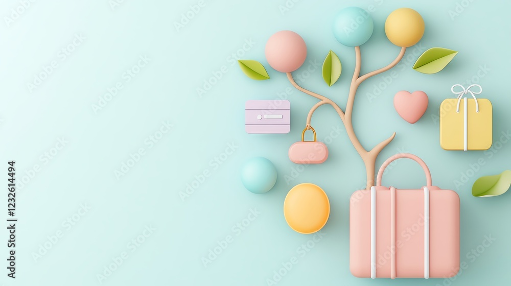 Colorful tree with gifts and geometric shapes. Colorful tree with gifts and geometric shapes.
