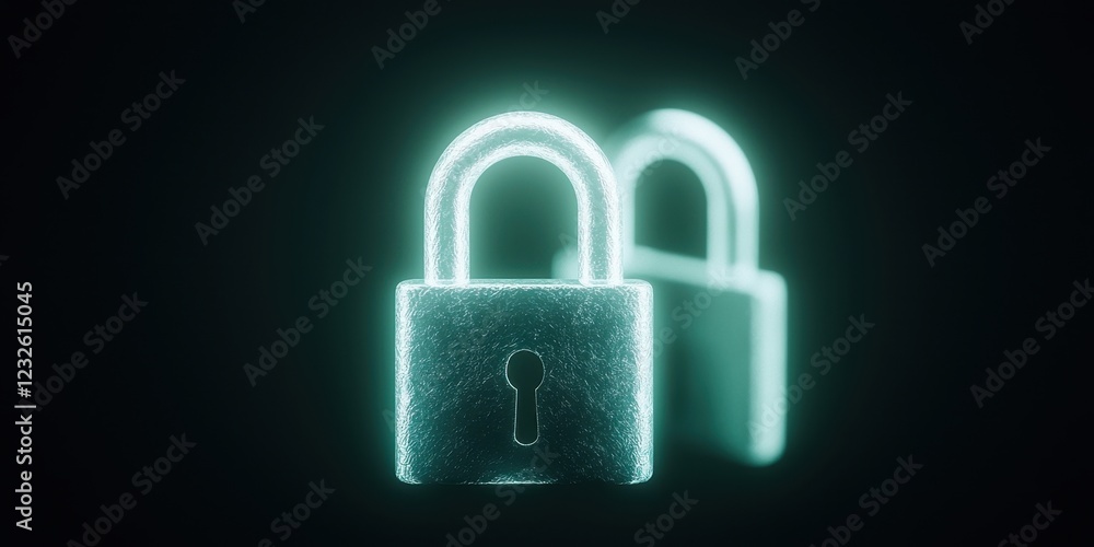 Fototapeta premium Glowing digital locks symbolizing enhanced security