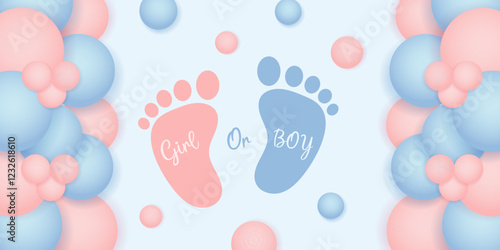 Boy or Girl. Gender reveal invitation template. Vector illustration