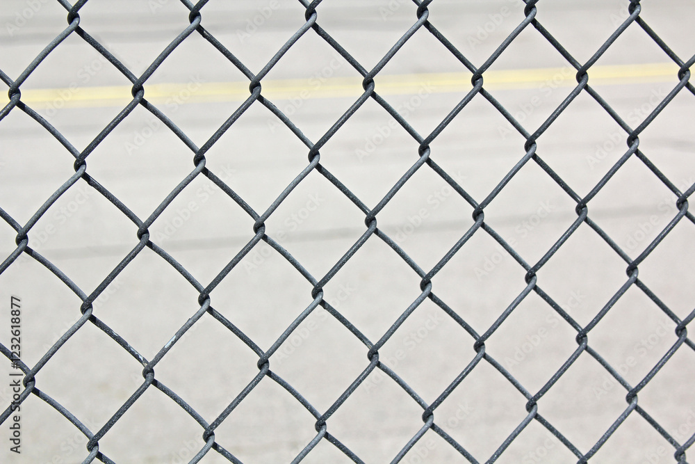 Naklejka premium Close-up of a chain link fence with a soft background.