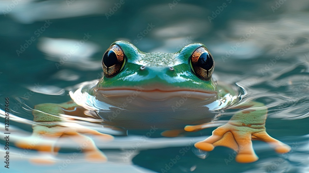 Frog swimming in water, cute baby animal icon Frog swimming in water, cute baby animal icon