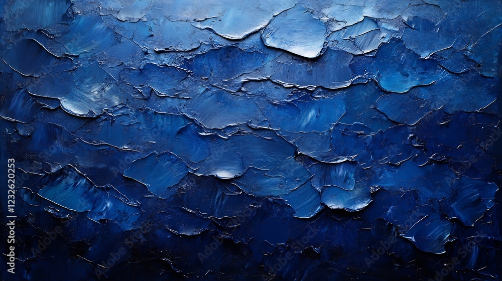 Deep Blue Abstract Impasto Painting Textured Canvas Rich Color Palette. AI Generated Deep Blue Abstract Impasto Painting Textured Canvas Rich Color Palette. AI Generated
