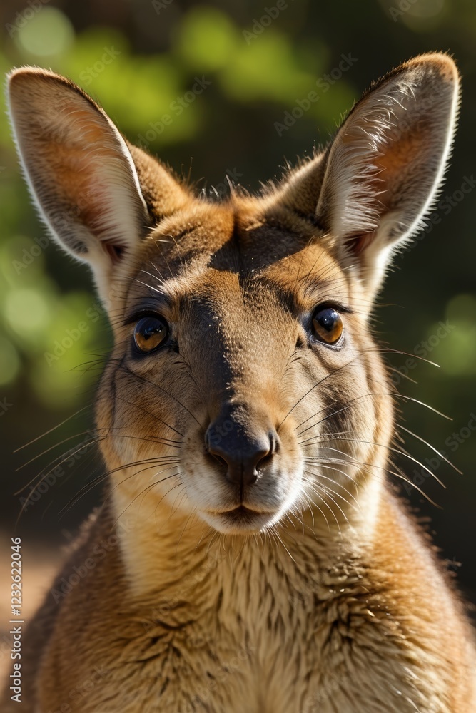 there is a close up of a kangaroo with a blurry background