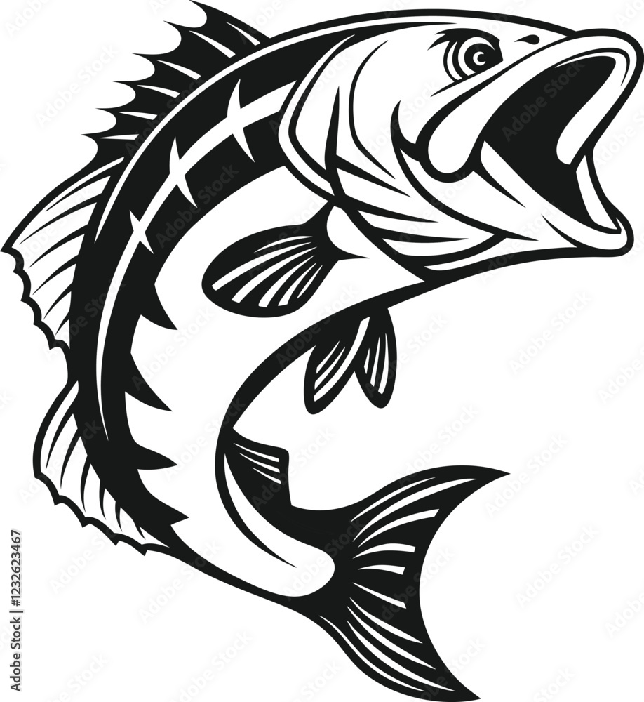 Fish silhouette vector art icon isolated on white, vector illustration Fish silhouette vector art icon isolated on white, vector illustration