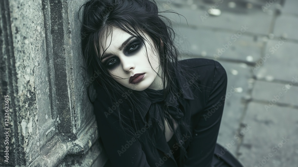 Portrait of a Young Woman with Gothic Style Makeup and Clothing Portrait of a Young Woman with Gothic Style Makeup and Clothing