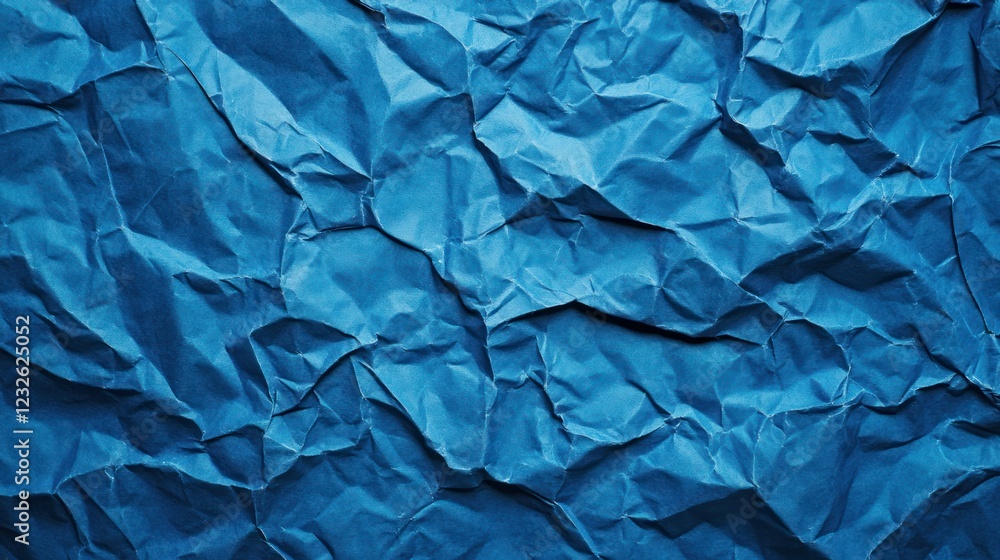 Fototapeta premium Abstract Blue Crumpled Paper Texture Background