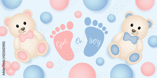 Boy or Girl. Gender reveal invitation template. Vector illustration