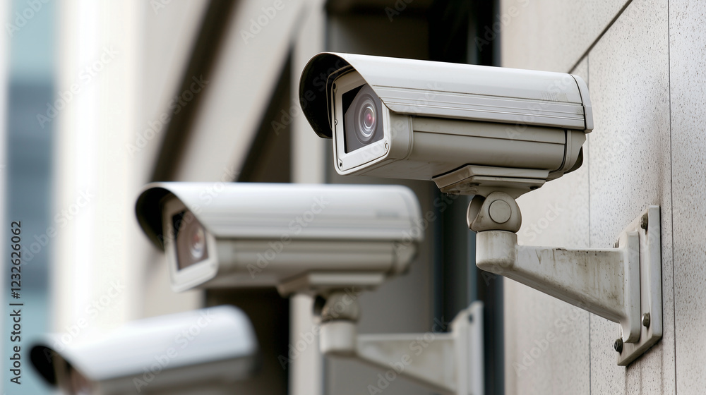 Modern CCTV Cameras Overlooking Urban Street for Enhanced Security Modern CCTV Cameras Overlooking Urban Street for Enhanced Security